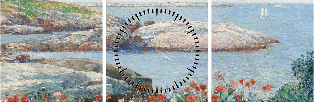 Obraz - Childe Hassam, Poppies, Isles of Shoals, reprodukcje (z zegarem) (90x30 cm)