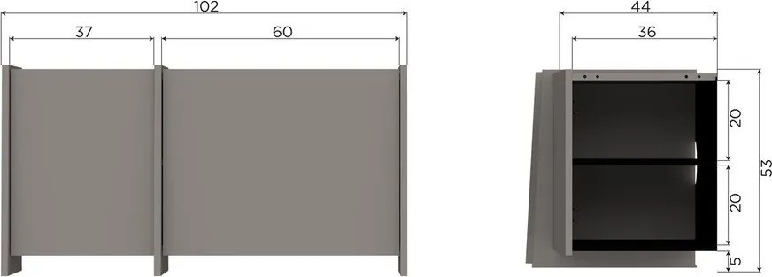 Szara szafka pod TV w dekorze jesionu 102x53x44 cm Brock – WOOOD