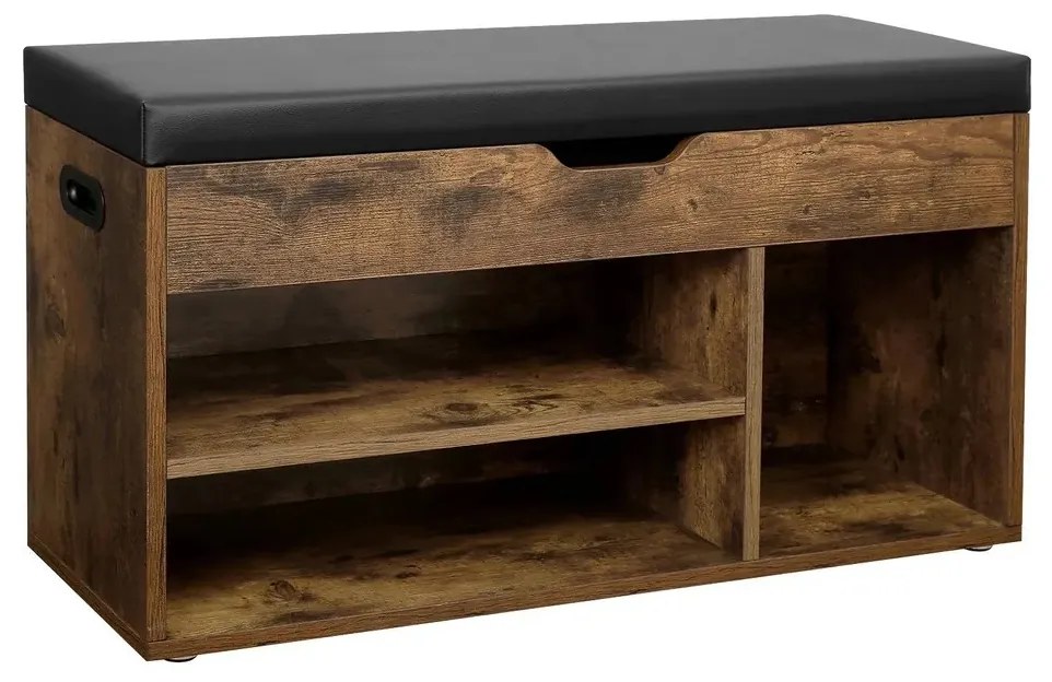 Szafka na buty z miejscem do przechowywania LUJZA, 80x30x44cm, ciemny brąz/czarna Vasagle