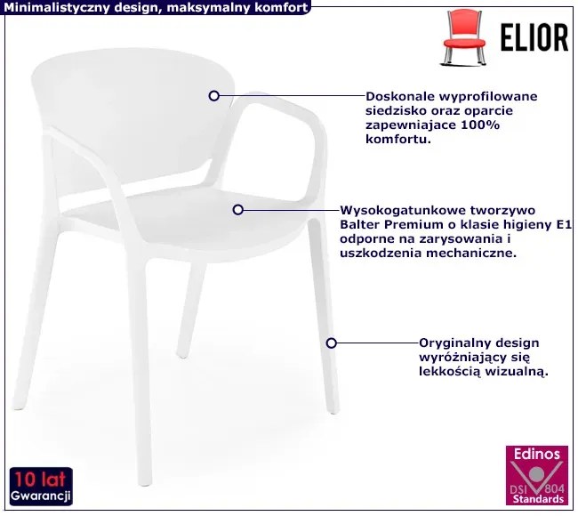 Białe minimalistyczne krzesło ogrodowe - Orlo