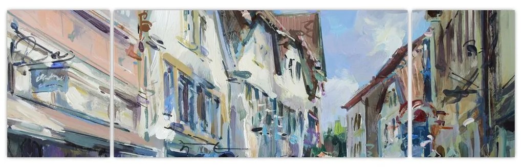 Obraz - Aleja starego miasta, malarstwo akrylowe (170x50 cm)