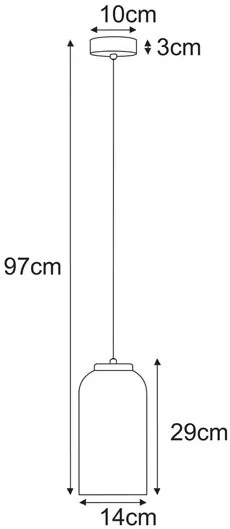 Wisząca lampa z podłużnym szklanym kloszem grafitowa T7-L25