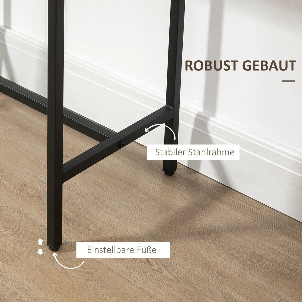 Zestaw barowy HOMCOM w stylu industrialnym, 3-częściowy, 1 stół, 2 hokery, Czarny + Naturalny