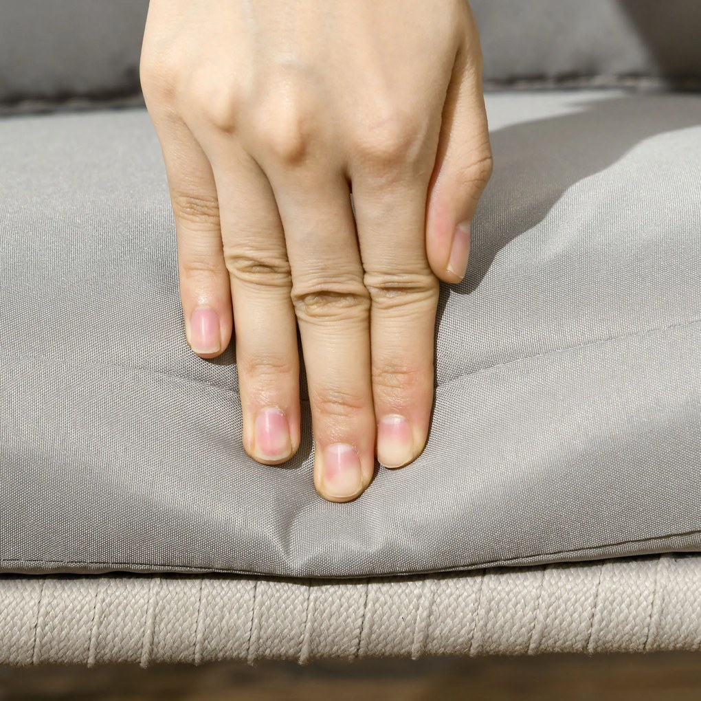 Outsunny Zestaw 2 Krzeseł Ogrodowych z Poduszkami Styl Boho Szare Metalowe Ramy Meble Ogrodowe Tarasowe 57x60x71cm | Aosom PL