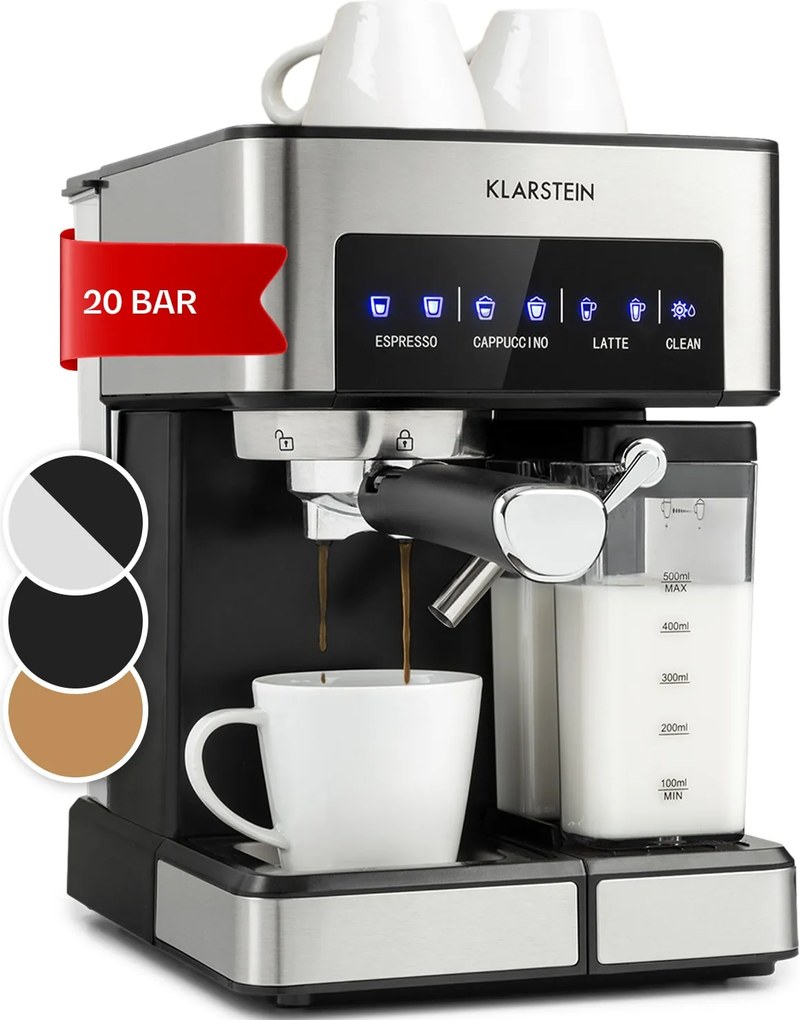 Klarstein Arabica 1350W 20bar Ekspres Kolbowy Srebrny