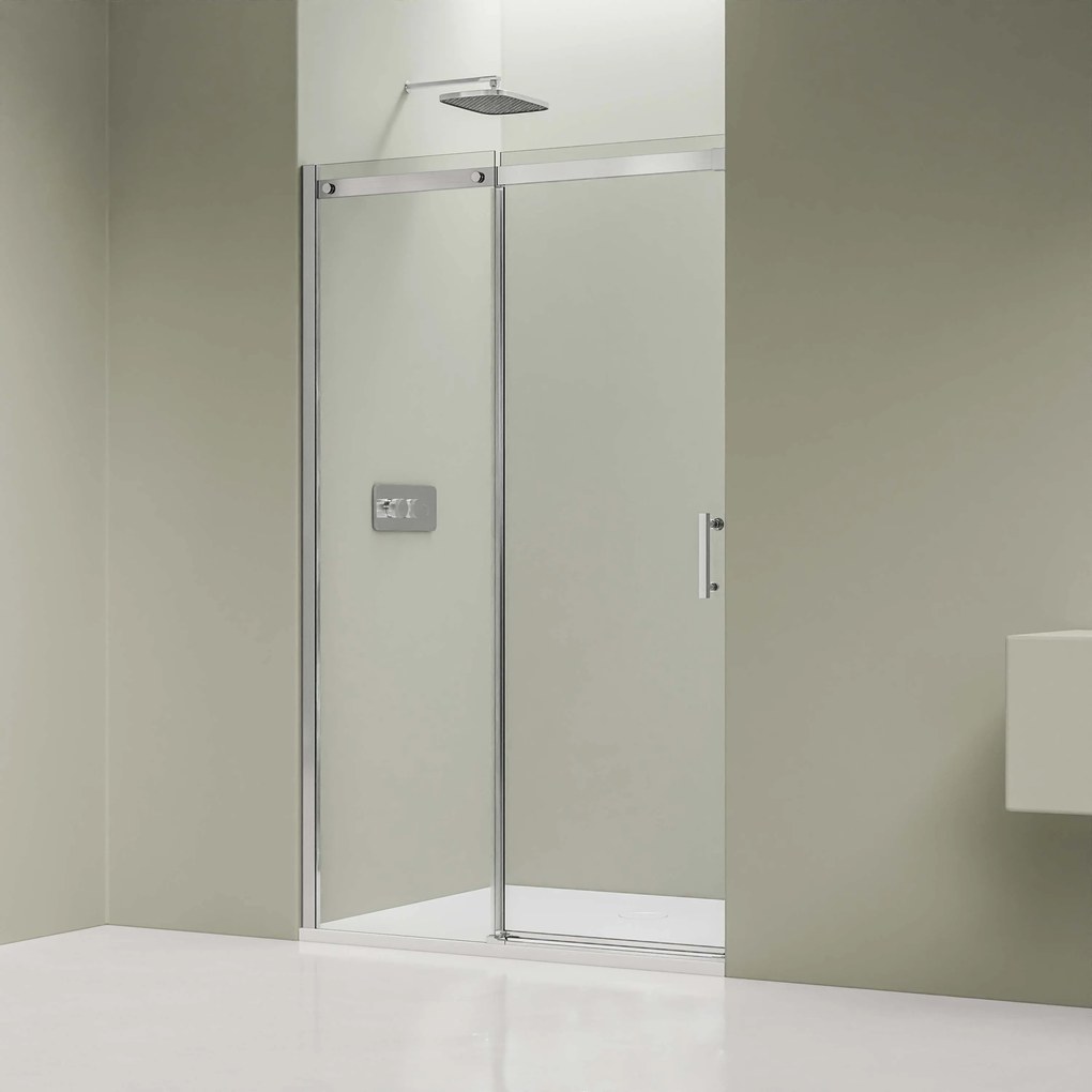 Drzwi prysznicowe przesuwne ze ścianką DX806A FLEXSzkło ESG 6 mm z powłoką Nano – Chrom – Różne szerokości