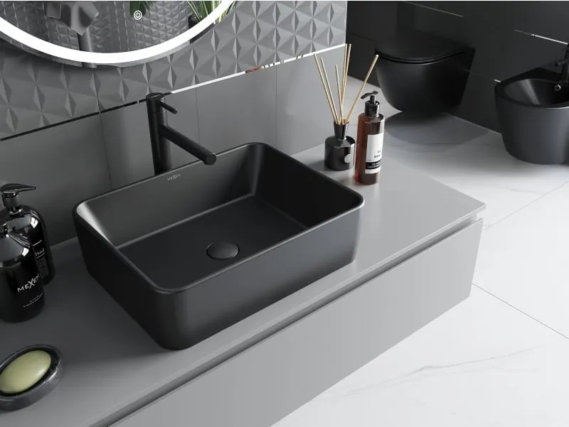 Mexen Catia umywalka nablatowa 48 x 37 cm, czarna mat - 21314885