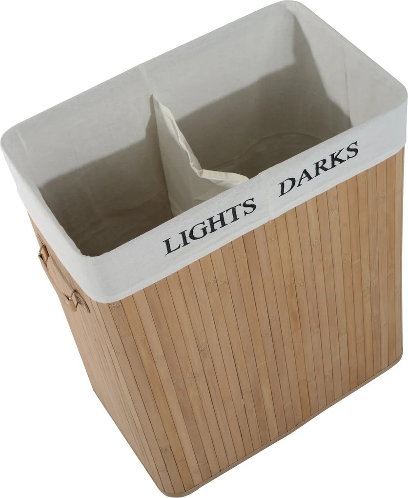 HOMCOM Kosz na Pranie Bambusowy 100L Naturalny Przestronny i Stylowy Idealny do Dużych Rodzin | Aosom PL