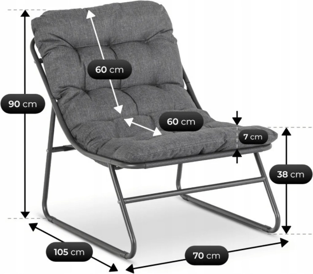 Zestaw Mebli Ogrodowych MEGARA Szary Sofa 2x Fotel Stolik Tarasowy Nowoczesny