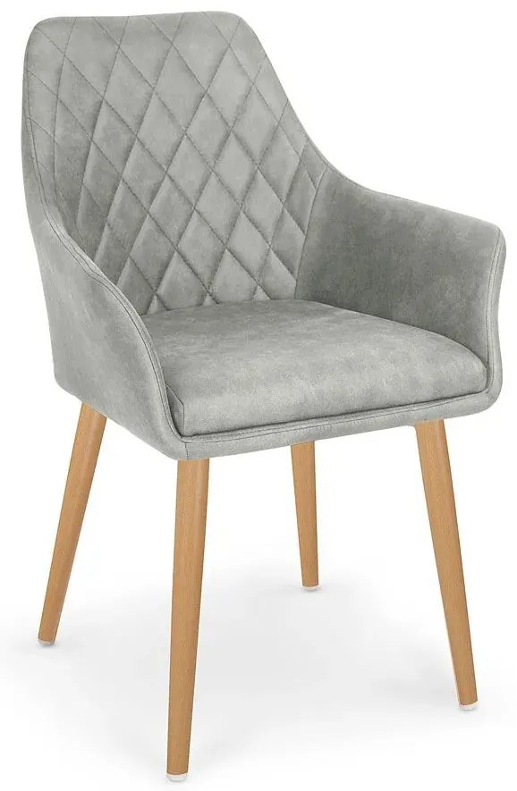 Szare pikowane krzesło tapicerowane z podłokietnikami H7-R24