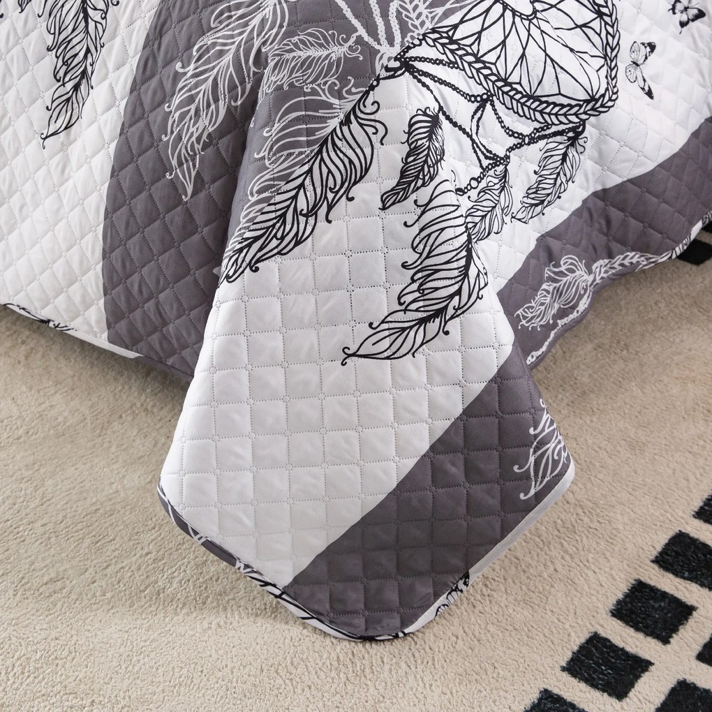 Narzuta na łóżko TIRSO szaro-biała Rozmiar: 220 x 240 cm