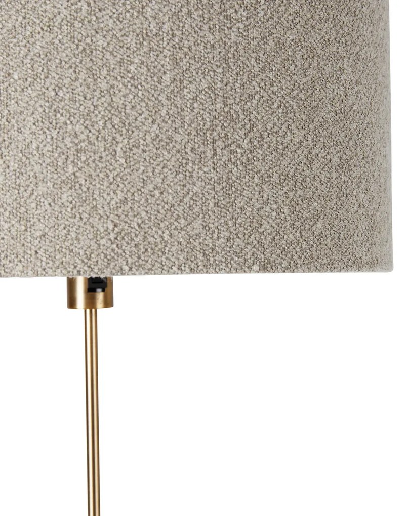 Lampa podłogowa regulowana brąz z abażurem boucle taupe 50 cm - ParteDesignerski Oswietlenie wewnetrzne