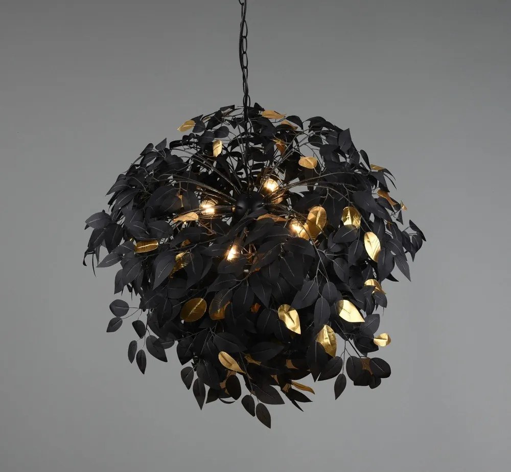 Czarna metalowa lampa wisząca z plastikowym kloszem ø 70 cm Leavy – Reality