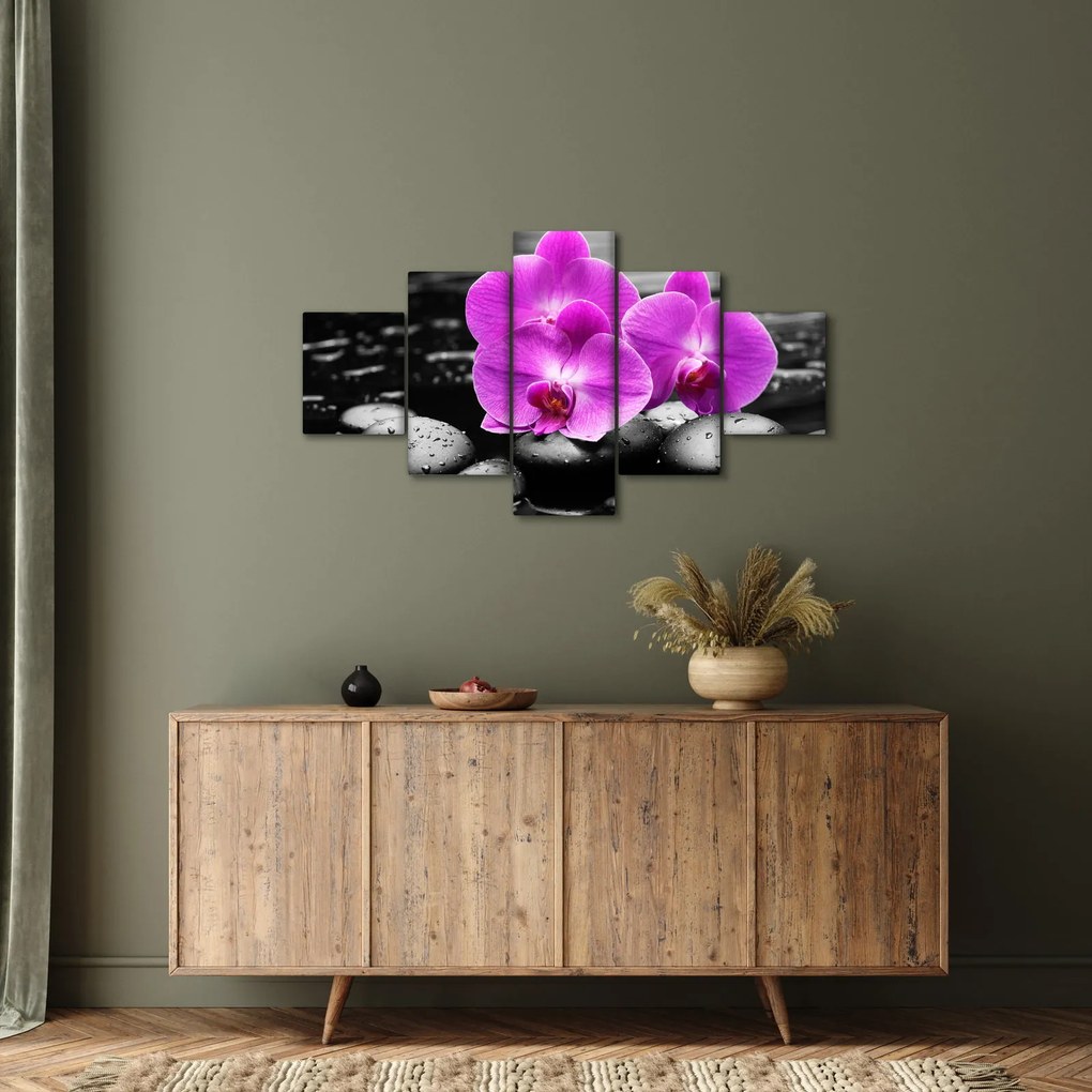 Obraz - Fioletowe orchidee (125x70 cm)