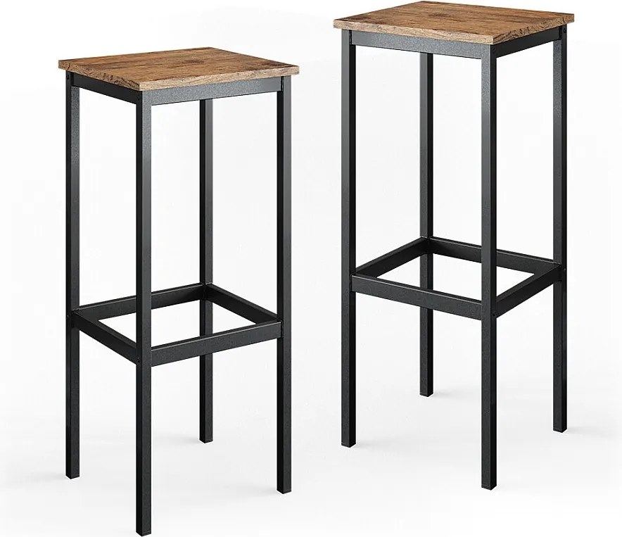 Stołek barowy zestaw 2 rustykalny dąb 32x28x78 fyrk