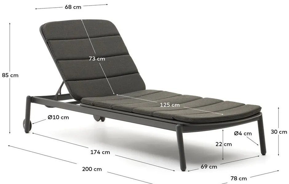 Czarny metalowy leżak ogrodowy Marcona – Kave Home