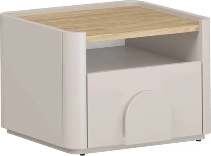 Szafka nocna Amilio z szufladą 50 cm - kaszmir / dąb olejowany / uchwyty kaszmir
