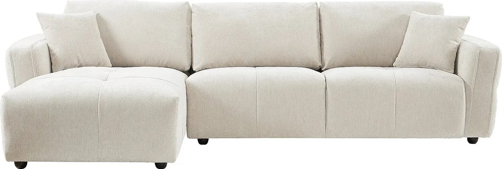 Kanapa narożna lewostronna z beżowej tkaniny teksturowanej GOSALO od Maison Céphy