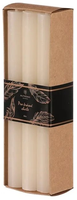 Zestaw świec stożkowych, beżowe, 6 szt.,parafinowe