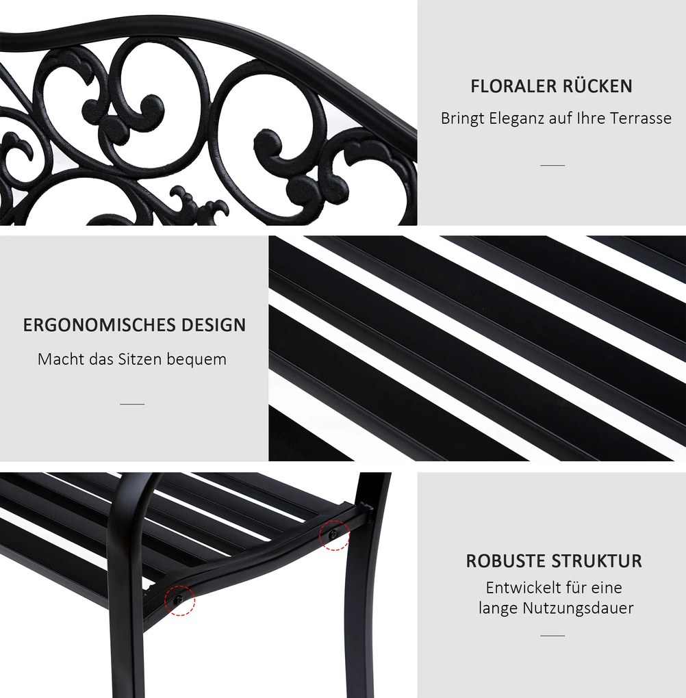 Outsunny ławka ogrodowa 3 osobowa 127 cm x 60 cm x 89 cm | Aosom.pl