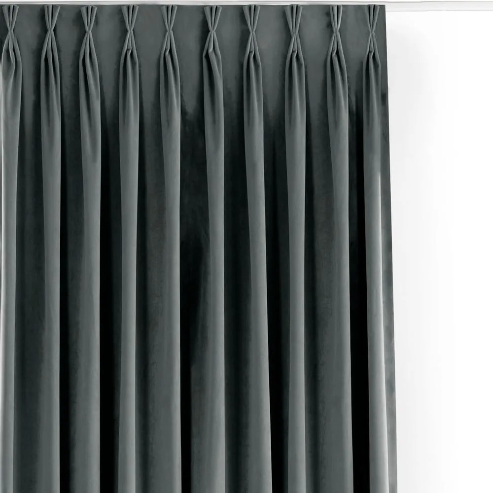 Ciemnoszara aksamitna zasłona częściowo zaciemniająca (dimout) 200x250 cm Velto – Filumi