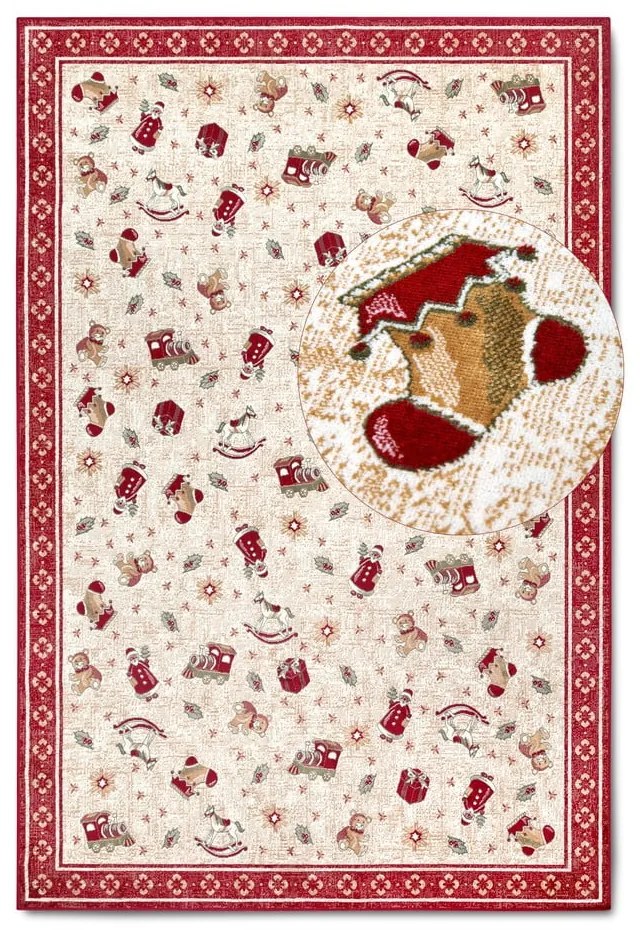 Czerwony dywan z mieszanki bawełny ze świątecznym motywem 160x230 cm Toy's Delight Red Christmas – Villeroy&amp;Boch