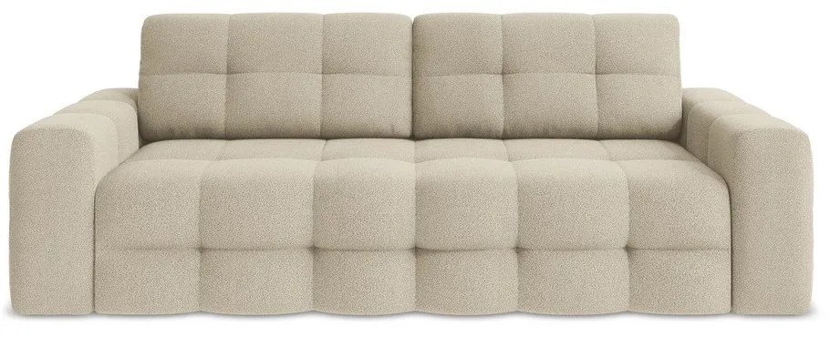 Jasnobrązowa rozkładana sofa z materiału bouclé 255 cm Milu – Makamii