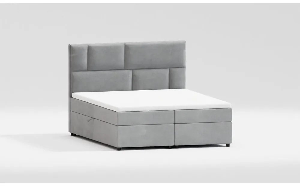 Jasnoszare łóżko boxspring ze schowkiem 180x200 cm Lola – Ropez