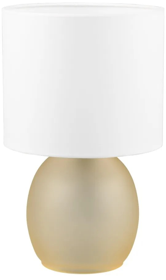 Lampa stołowa w biało-złotym kolorze z tekstylnym kloszem (wys. 29 cm) Vela – Trio