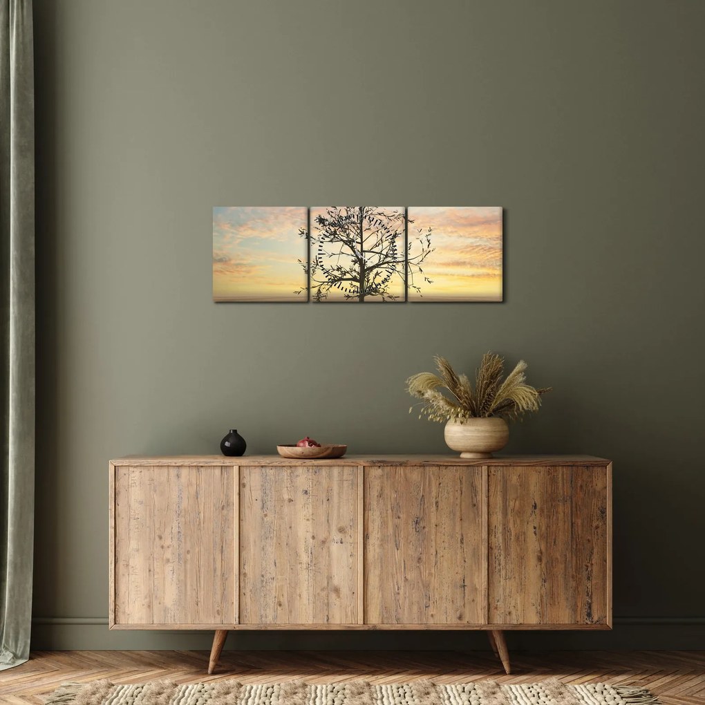 Obraz - Drzewo na pustyni (z zegarem) (90x30 cm)