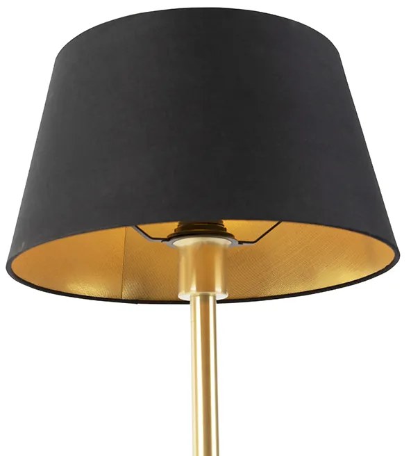 Klasyczna lampa stołowa mosiężna z czarnym kloszem 32 cm - Simplo klasyczny/Antyczny Oswietlenie wewnetrzne