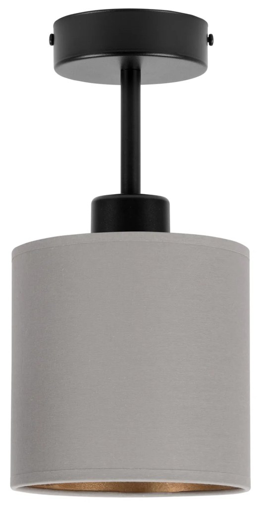 Lampa sufitowa czarna jednopunktowy spot z szarym abażurem C-1010SC-GR