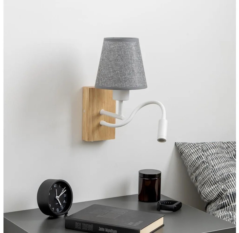 Brilagi - LED Kinkiet NUBILA WOOD 1xE27/25W/230V + LED/3W dąb/szary