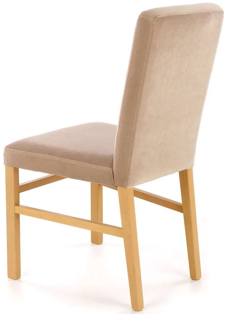 Beżowe drewniane krzesło tapicerowane F4-F51