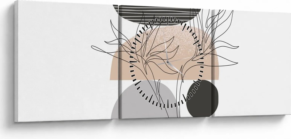 Obraz - Line art flowers N⁰2 (z zegarem) (90x30 cm)