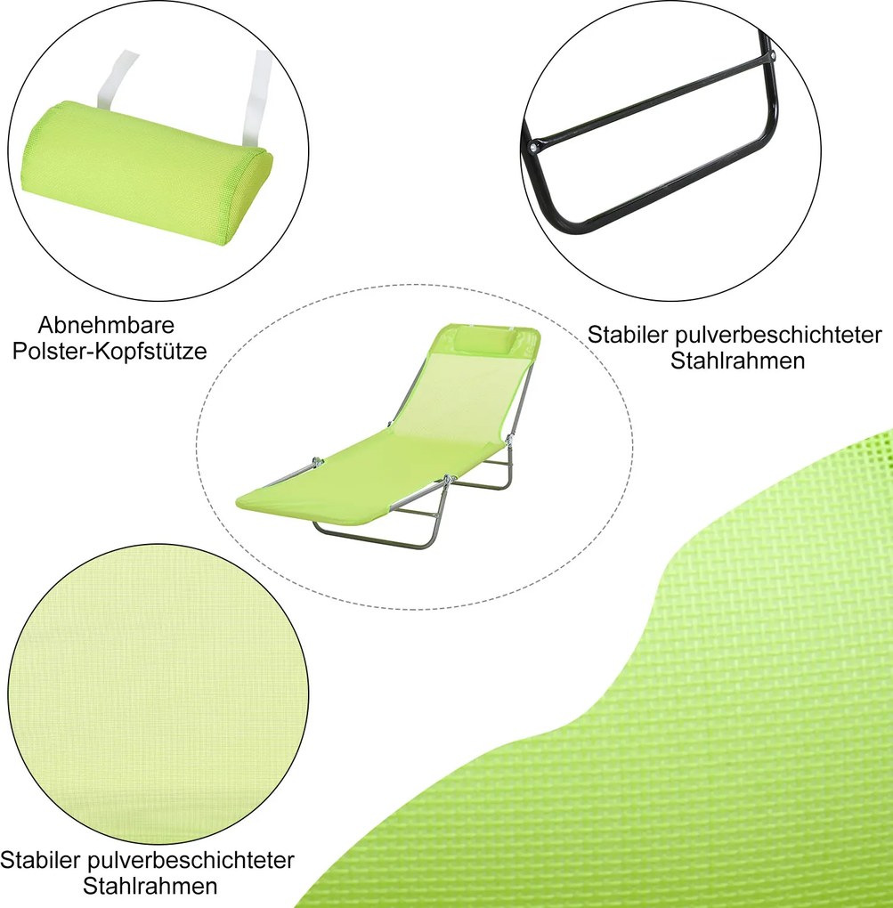 Outsunny Składany Leżak Ogrodowy Zielony Komfort i Styl 182x56x28cm | Aosom PL