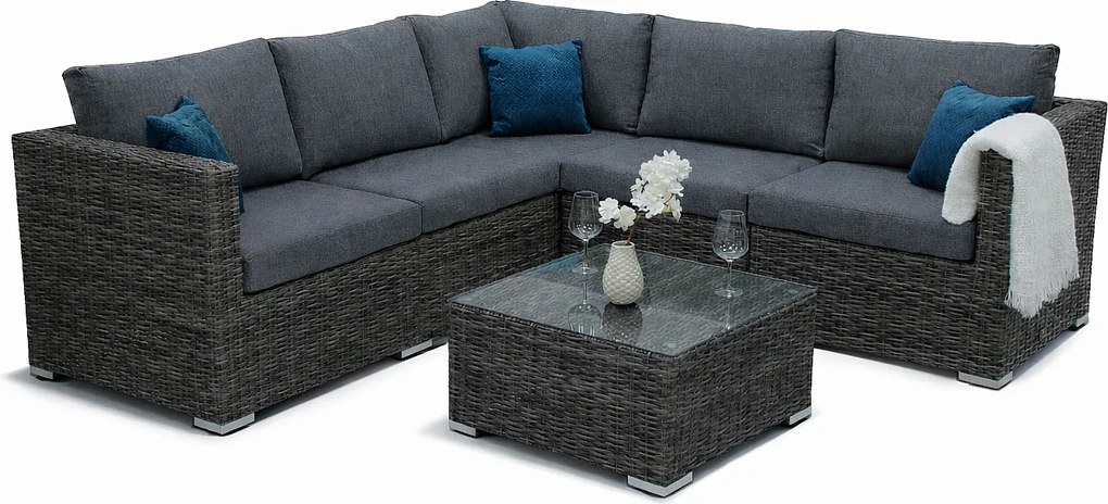 Zestaw narożnikowy rattanowy MALIBU dla 5 osób (szary)
