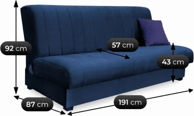 Sofa z Funkcją Spania SIGMA Rozkładana Wersalka Dwuosobowa Granatowa Nowoczesna do Salonu