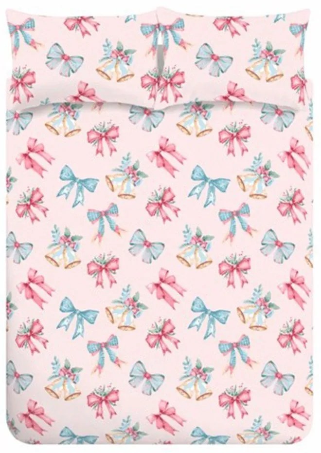 Różowa pościel dwuosobowa 200x200 cm Bows And Bells – Catherine Lansfield