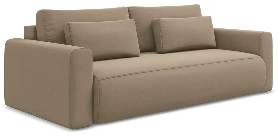 Jasnobrązowa aksamitna rozkładana/ze schowkiem sofa 238 cm Kapua – Makamii