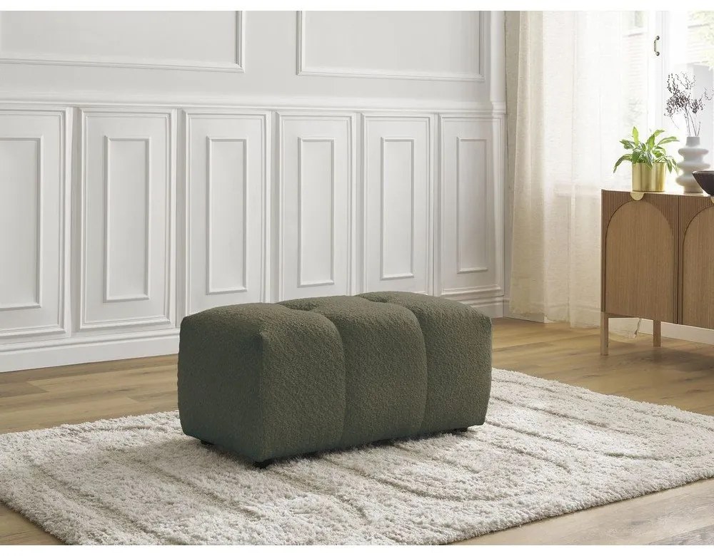 Podnóżek z materiału bouclé w kolorze khaki Roxelane – Bobochic Paris