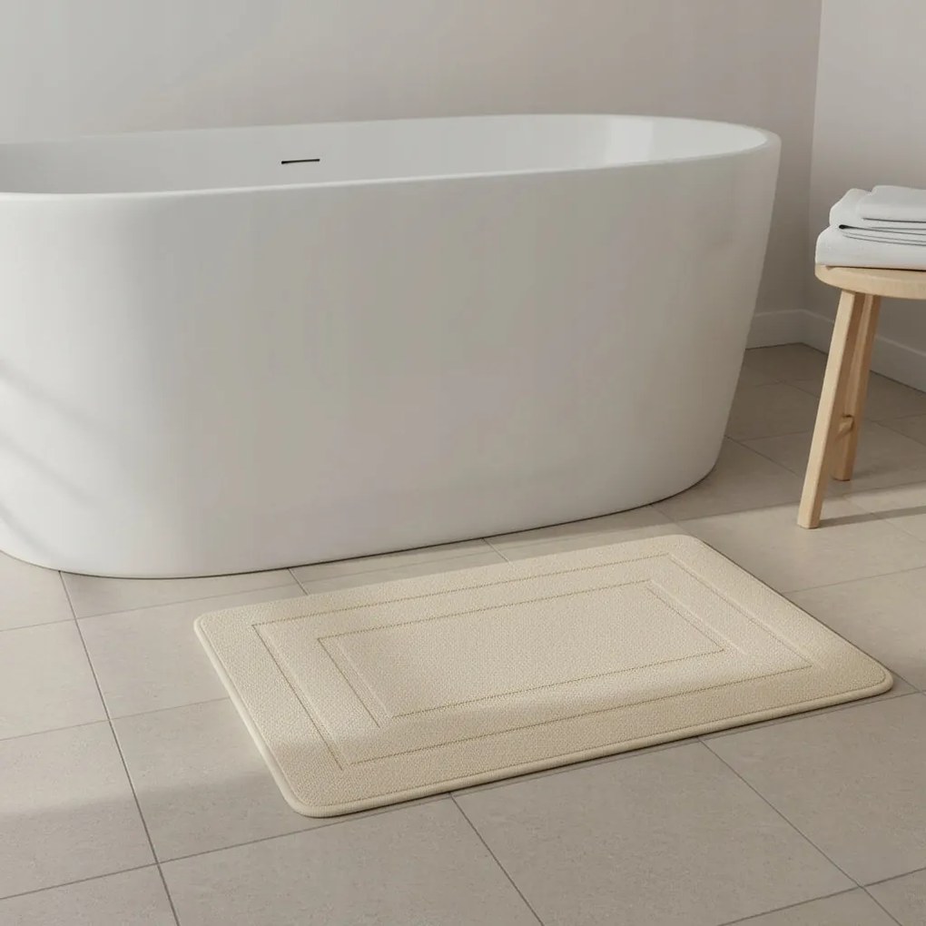 Beżowy Dywanik Łazienkowy 40x60 cm Dekoracyjny gumowy spód antypoślizgowy-XL / Czarny