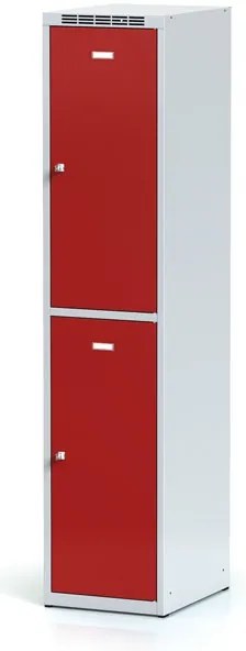 Alfa 3 Szafka skrytkowa S6, 2 schowki, 1800 x 400 x 500 mm, zamek cylindryczny, drzwi czerwone