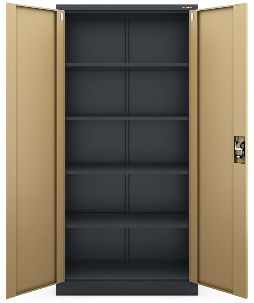 Szafa biurowa na dokumenty antracytowa/ orzech: Eco Design JAN, 900 x 1850 x 400 mm