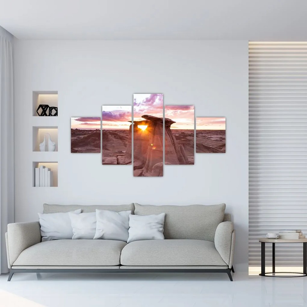 Obraz - zachód słońca na pustyni (125x70 cm)
