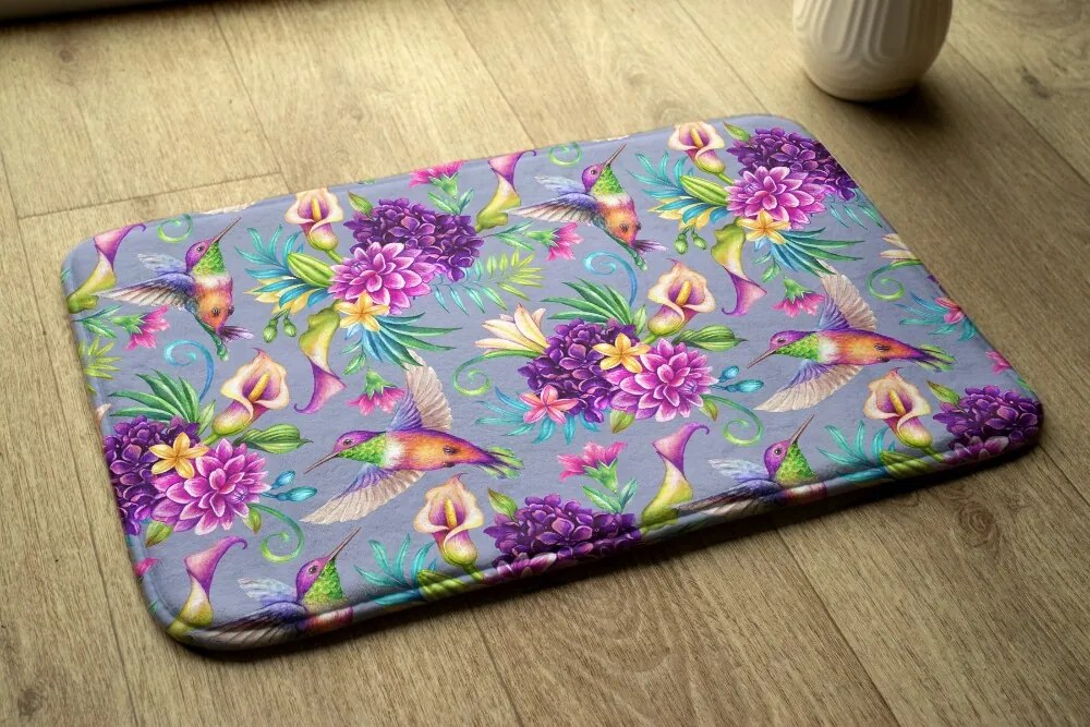 Dywanik łazienkowy Dywanik łazienkowy Kwiaty Ptaki