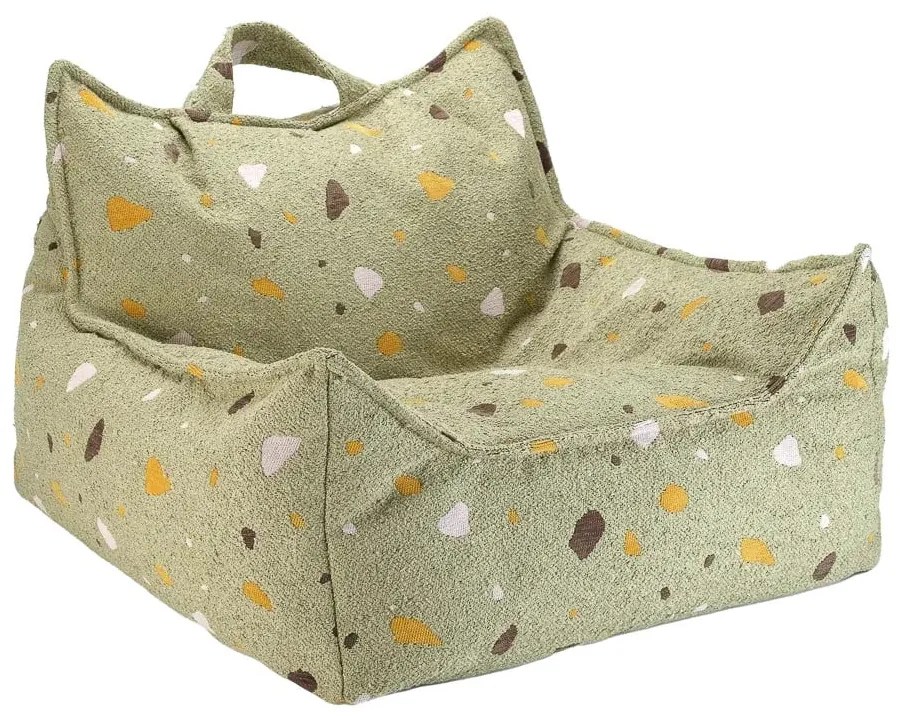Zielony dziecięcy worek do siedzenia z materiału bouclé/z tkaniny szenilowej Terrazzo Chair – Wigiwama