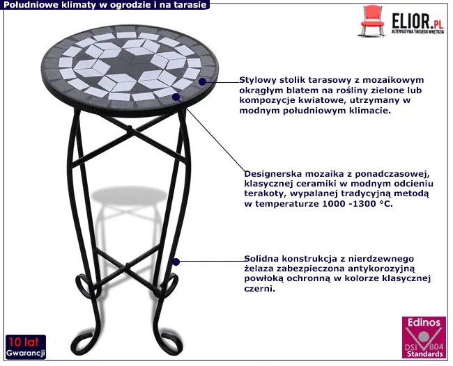 Czarno-biały mozaikowy kwietnik - Bario