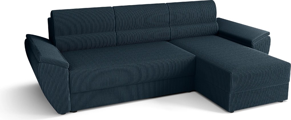 Rozkładana narożna sofa TAVERO 251x140 cm, ciemnoniebieska, uniwersalna