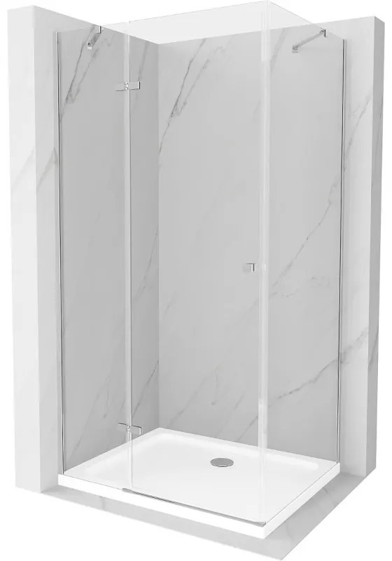 Mexen Roma kabina prysznicowa uchylna 70 x 80 cm, transparent, chrom + brodzik Flat - 854-070-080-01-00-4010